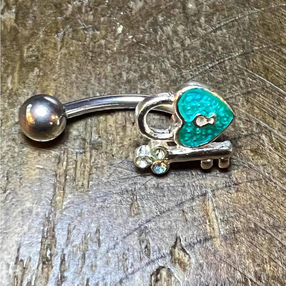 Lock and key belly ring